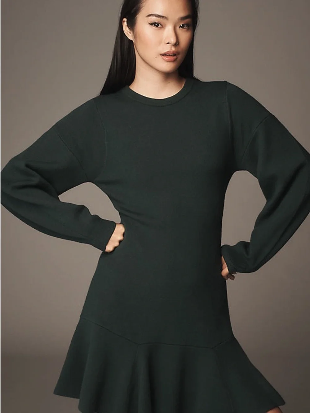 Anthropologie 3/4 Sleeve Ruffled Sweater Knit Dress - Picture 2 of 14